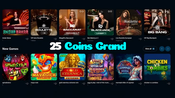 available types of 25 Coins Grand bet including pre-match live express and system bets